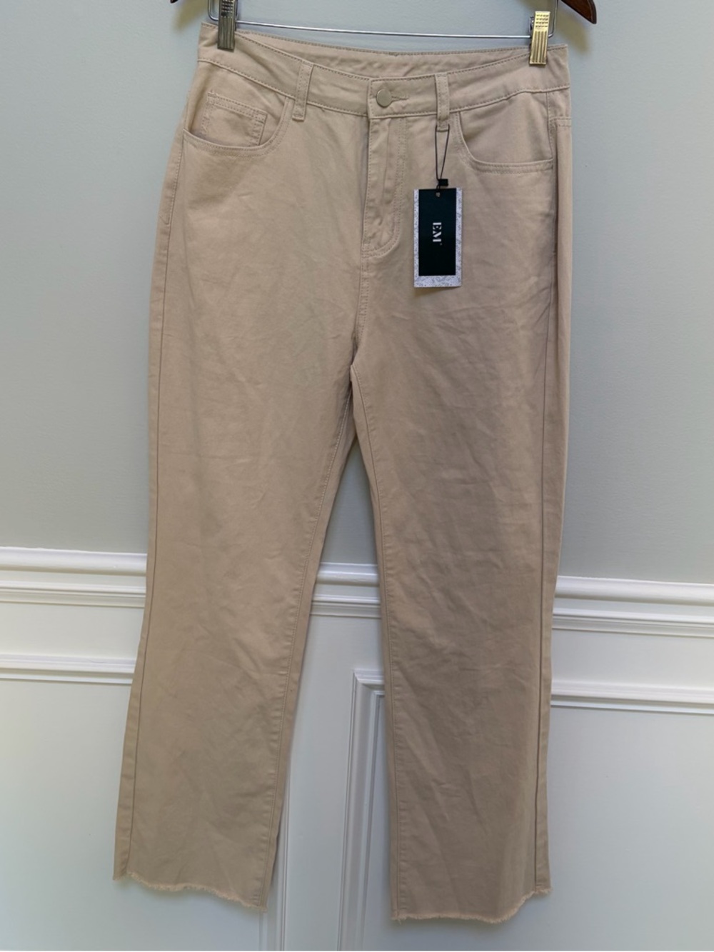 EM Tan Cotton Straight Wide-Leg Lightweight Jeans M